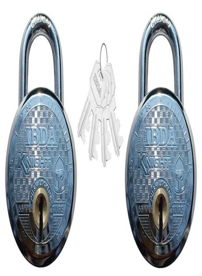 IBDA قفلان من نوع IBDA بمفتاح واحد | أقفال متعددة بمفتاح واحد | قفل بمفتاح مشترك | هيكل فولاذي | قفل للمنزل، والستائر، والبوابات، والأبواب، والمتاجر، والأماكن الخارجية | طقم قفل بمفتاح واحد مكون من قطعتين مع 4 مفاتيح (KNT-4CK-02) - Image 1